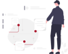 Illustration zeigt einen Mann vor einigen Daten und Dokumenten stehen
