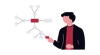 Illustration: Eine männliche Figur steht vor einem Kompetenzbaum
