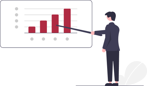 Illustration of a man pointing at a table.