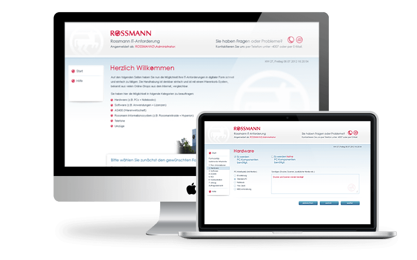 Zwei Monitore auf denen die Lösung von prodot läuft