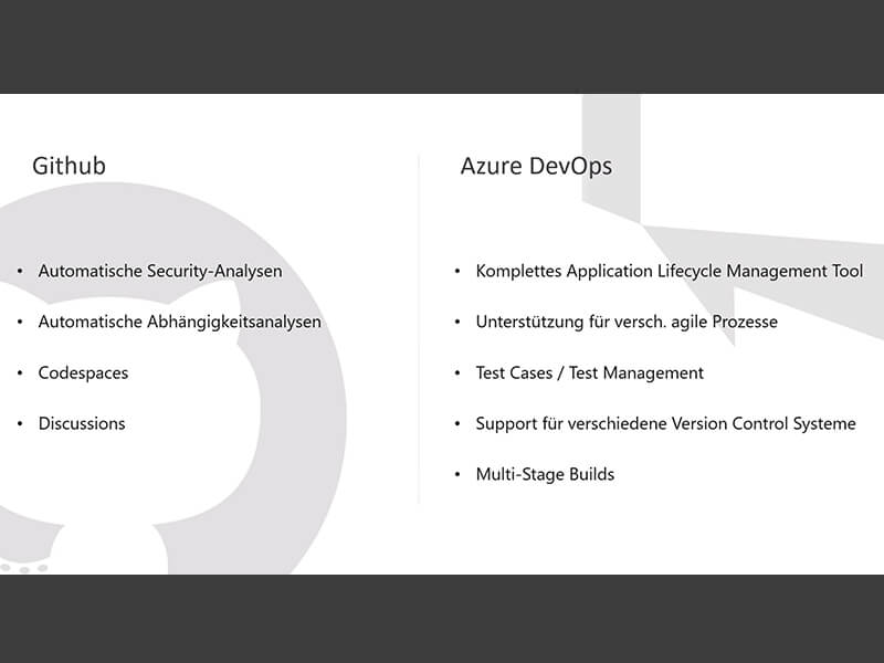 Unterschiede und Gemeinsamkeiten von GitHub und Azure DevOps im Vergleich Vergleich GitHub und Azure DevOps