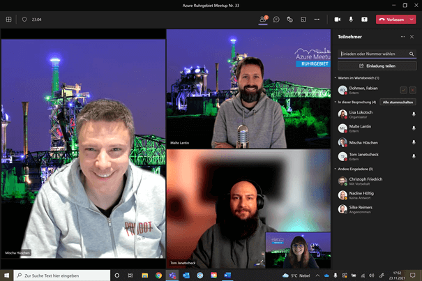 Die Speaker beim Azure Ruhrgebiet Meetup im November 2021 Speaker des Azure Ruhrgebiet Meetups November 2021