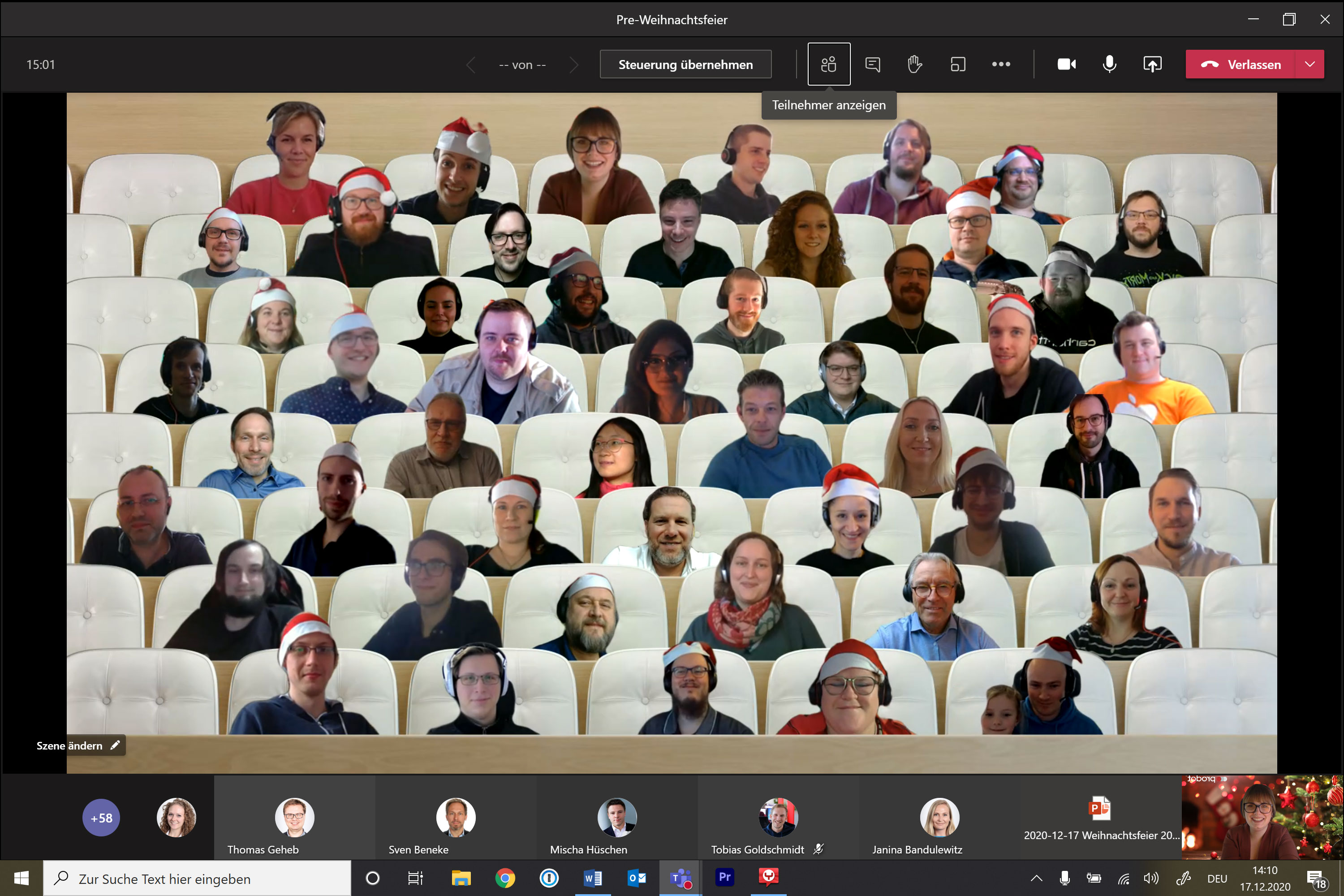 Screenshot von Teams der digitalen Weihnachtsfeier